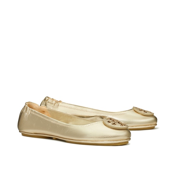 Tory Burch Minnie Travel Ballet in gold size 7.5 - Picture 1 of 5